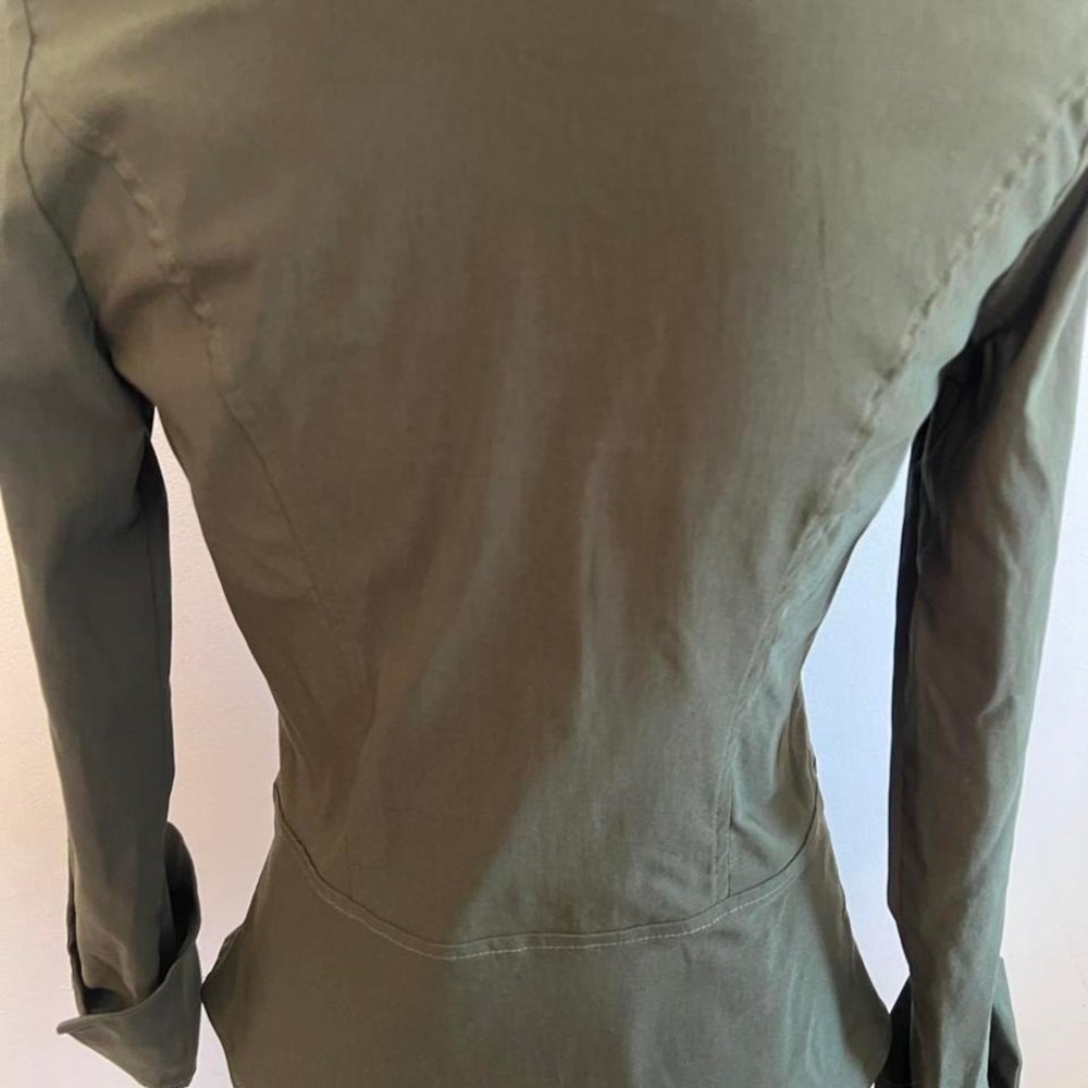 French Kiss Womens Military Jacket Olive Green Double Breasted Blazer Size M - Picture 5 of 7